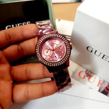 Guess Crown Jewel Diamonds Purple Dial Purple Steel Strap Watch for Women - GW0410L4 Buy Now By Guess