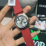 Guess G-Twist Silver Dial Red Rubber Strap Watch for Women - W0911L9 Buy Now By Guess