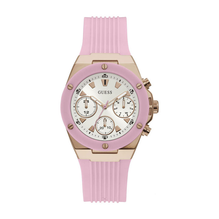 Guess Athena White Dial Pink Rubber Strap Watch For Women - GW0030L4 Buy Now By Guess