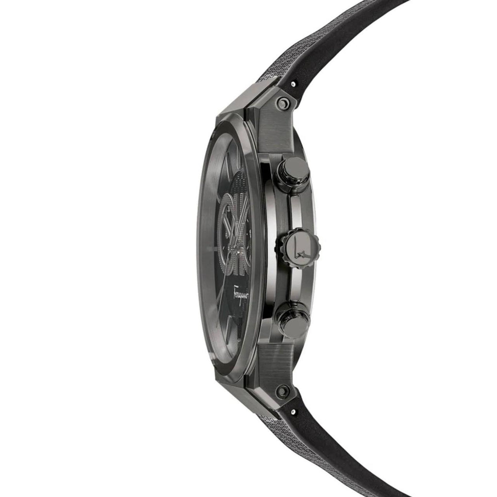 Salvatore Ferragamo Sapphire Chrono Black Dial Black Rubber Strap Watch for Men - SFME00621 Buy Now By Salvatore Ferragamo
