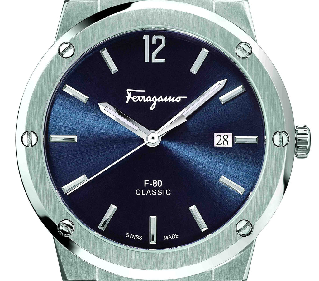 Salvatore Ferragamo F-80 Classic Blue Dial Silver Steel Strap Watch for Men - SFDT01320 Buy Now By Salvatore Ferragamo