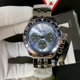 Guess Odyssey Quartz Blue Dial Gunmetal Steel Strap Watch For Men - W1107G5 Buy Now By Guess
