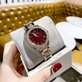 Michael Kors Tibby Multifunction Crystals Maroon Dial Rose Gold Steel Strap Watch for Women - MK4685 Buy Now By Michael Kors