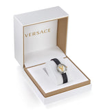 Versace Virtus Quartz White Dial Black Leather Strap Watch For Women - VET300421 Buy Now By Versace