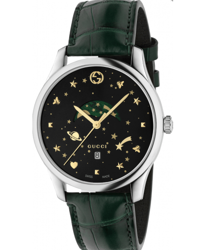 Gucci G-Timeless Black Dial Green Leather Strap Unisex Watch - YA126326 Buy Now By Gucci