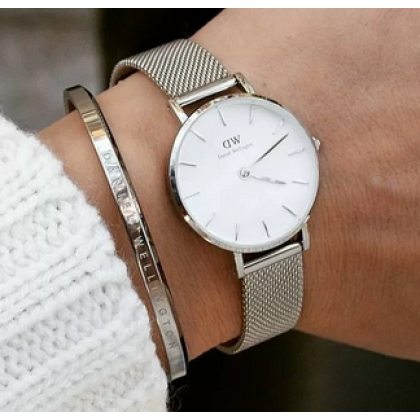Daniel Wellington Petite Sterling White Dial Silver Mesh Bracelet Watch For Women - DW00100164 Buy Now By Daniel Wellington