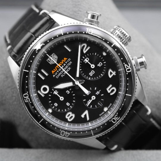 Tag Heuer Autavia Chronometer Flyback Automatic Chronograph Black Dial Black Leather Strap Watch for Men - CBE511A.FC8279 Buy Now By Tag Heuer