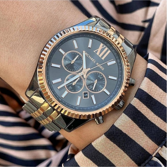 Michael Kors Lexington Chronograph Black Dial Two Tone Steel Strap Watch for Men - MK8561 Buy Now By Michael Kors