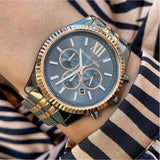 Michael Kors Lexington Chronograph Black Dial Two Tone Steel Strap Watch for Men - MK8561 Buy Now By Michael Kors