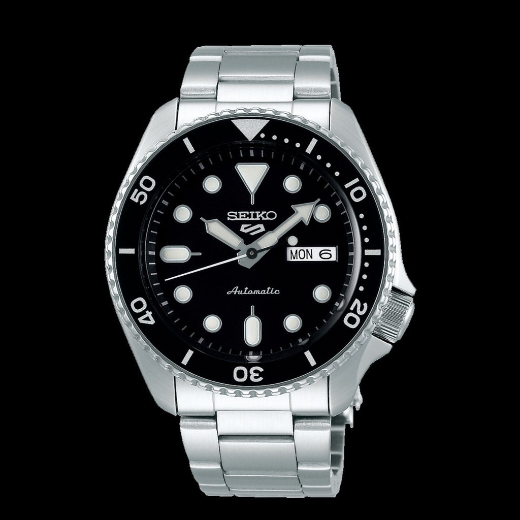 Seiko 5 Sports Automatic Day Date Black Dial Silver Steel Strap Watch for Men - SRPD55K1 Buy Now By Seiko