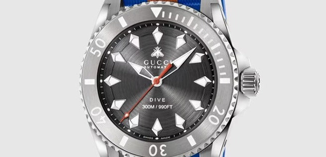 Gucci Dive Automatic Grey Dial Two Tone Rubber Strap Watch for Men - YA136352 Buy Now By Gucci