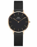 Daniel Wellington Petite Ashfield Black Dial Black Mesh Strap Watch For Women - DW00100245 Buy Now By Daniel Wellington
