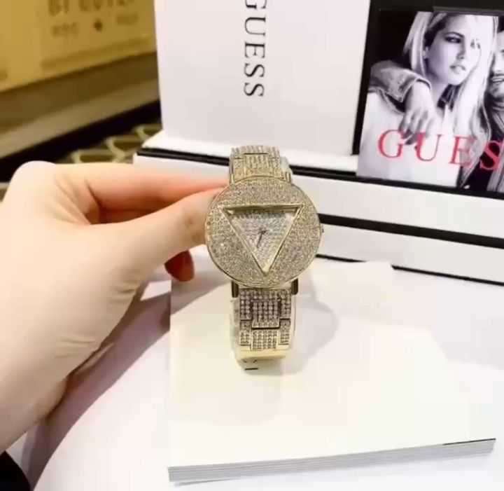 Guess Trend Diamonds Gold Dial Gold Steel Strap Watch for Women - GW0512L2 Buy Now By Guess