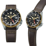 Seiko 5 Sports SKX GMT Automatic Mocha Black Dial Brown Leather Strap Watch For Men - SSK036K1 Buy Now By Seiko