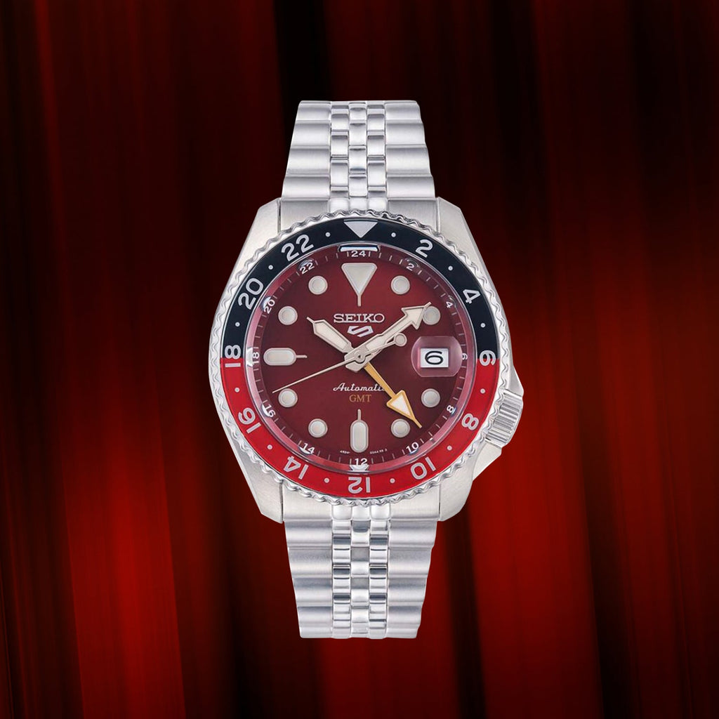 Seiko 5 Sports Thong Sia Limited Edition Red Dial Silver Steel Strap Watch For Men - SSK031K1 Buy Now By Seiko