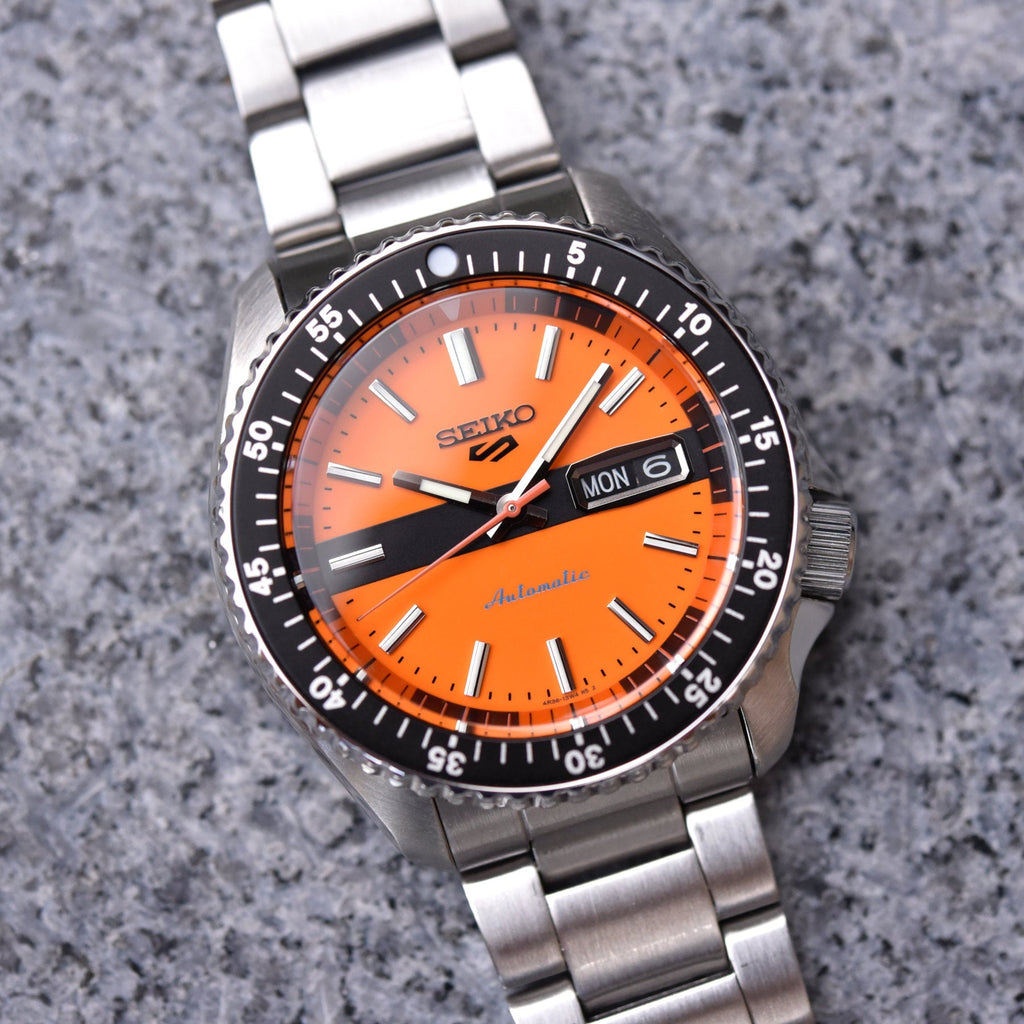 Seiko 5 Sports Double Hurricane Retro Orange Dial Silver Steel Strap Watch For Men - SRPK11K1 Buy Now By Seiko