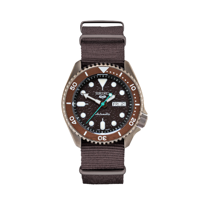 Seiko 5 Sport Automatic Brown Dial Brown Nylon Strap Watch For Men - SRPD85K1 Buy Now By Seiko