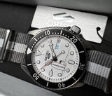 Seiko 5 Sports x Peanuts Surfboard Snoopy Limited Edition White Dial Two Tone NATO Strap Watch For Men - SRPK25K1 Buy Now By Seiko