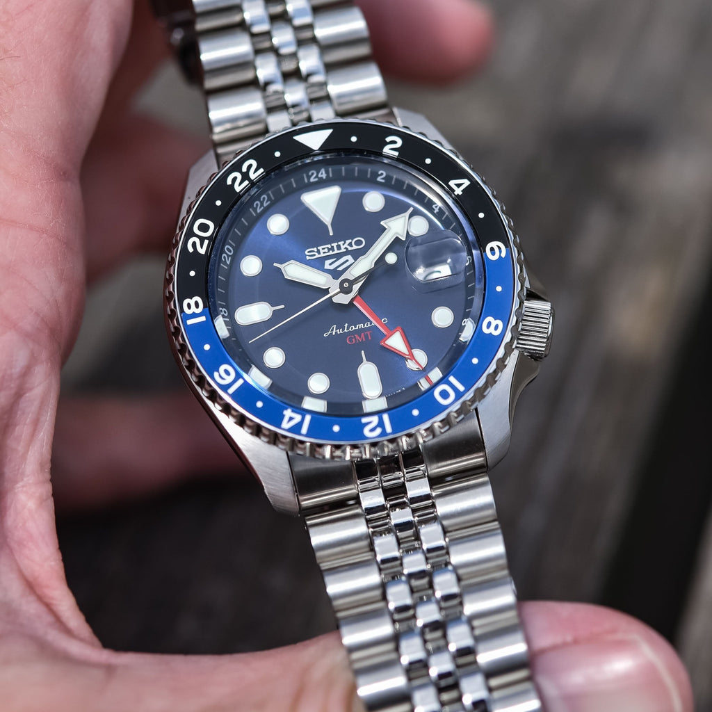 Seiko 5 Sports GMT SKX Automatic Blueberry Dial Silver Steel Strap Watch For Men - SSK003K1 Buy Now By Seiko