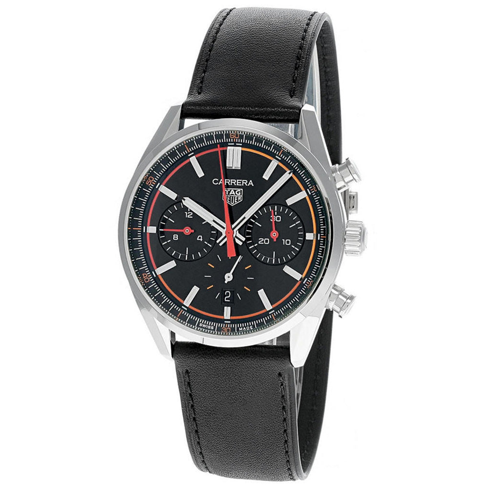 Tag Heuer Carrera Chronograph Black Dial Black Leather Strap Watch for Men - CBN201C.FC6542 Buy Now By Tag Heuer