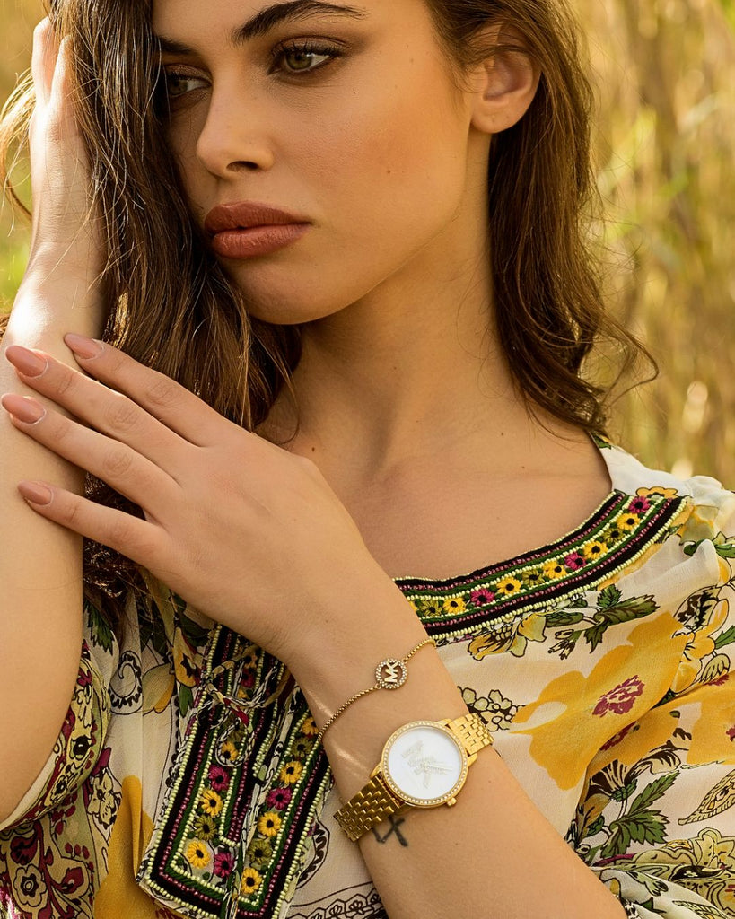 Michael Kors Three Hand Silver Dial Gold Steel Strap Watch for Women - MK1051 Buy Now By Michael Kors