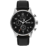 Hugo Boss Navigator Black Dial Black Leather Strap Watch for Men - 1513678 Buy Now By Hugo Boss