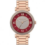 Michael Kors Caitlin Red Dial Rose Gold Stainless Steel Strap Watch for Women - MK3377 Buy Now By Michael Kors