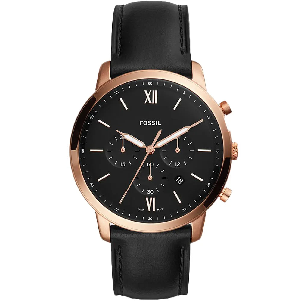 Fossil Neutra Chronograph Black Dial Black Leather Strap Watch for Men - FS5381 Buy Now By Fossil