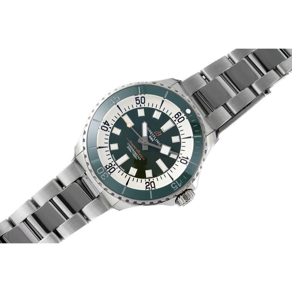 Breitling Superocean Automatic 44mm Navy Green Dial Green Rubber Strap Watch for Men - A17376A31L1A1 Buy Now By Breitling