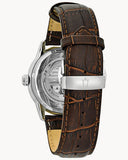 Bulova Classic Skeleton Automatic Brown Dial Brown Leather Strap Watch for Men - 96A120 Buy Now By Bulova