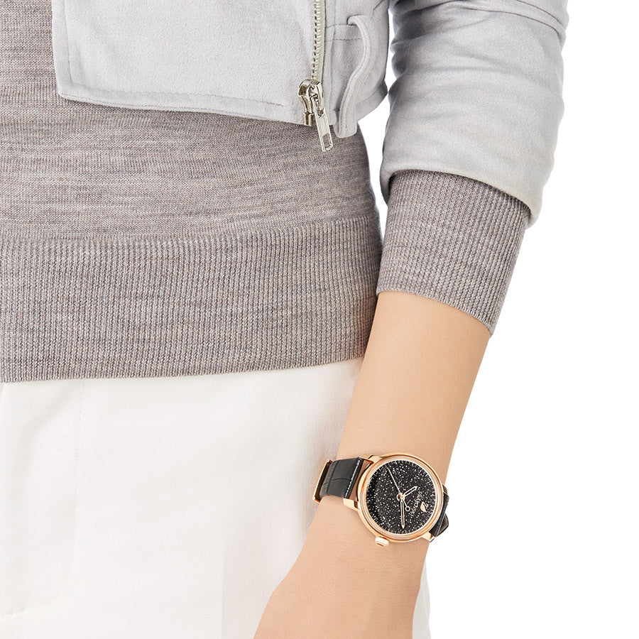 Swarovski Era Journey Chronograph Black Dial Black Leather Strap Watch for Women - 5295320 Buy Now By Swarovski