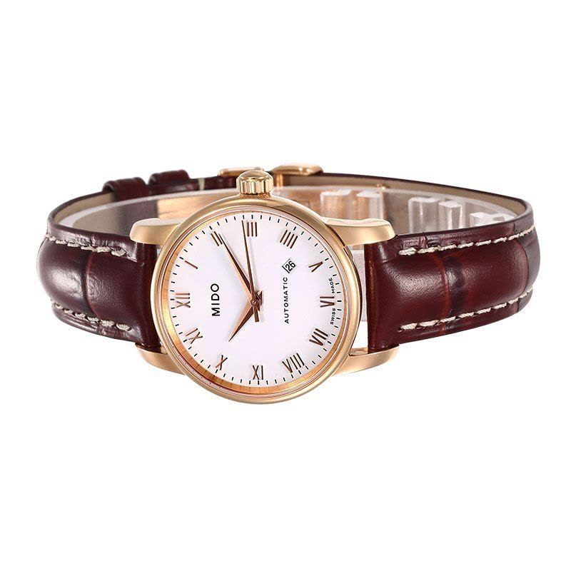 Mido Baroncelli III Automatic White Dial Brown Leather Strap Watch For Women - M7600.3.26.8 Buy Now By Mido