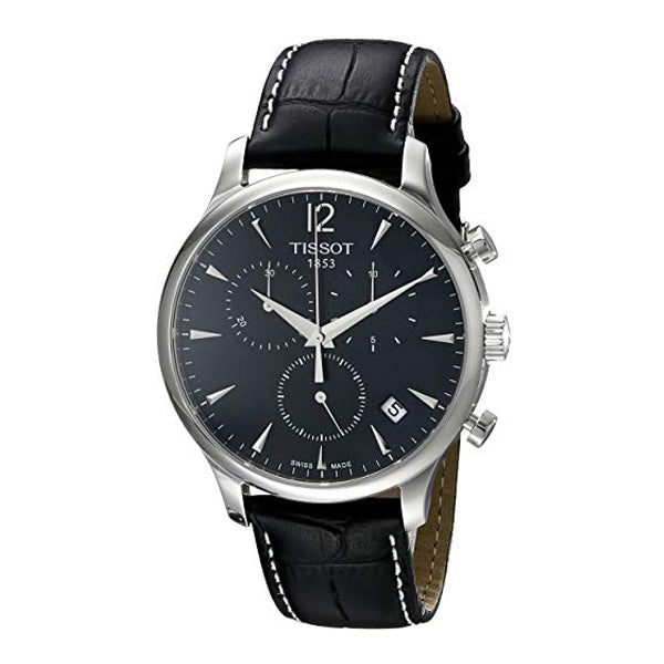 Tissot Tradition Chronograph Black Dial Black Leather Strap Watch For Men - T0636171605700 Buy Now By Tissot