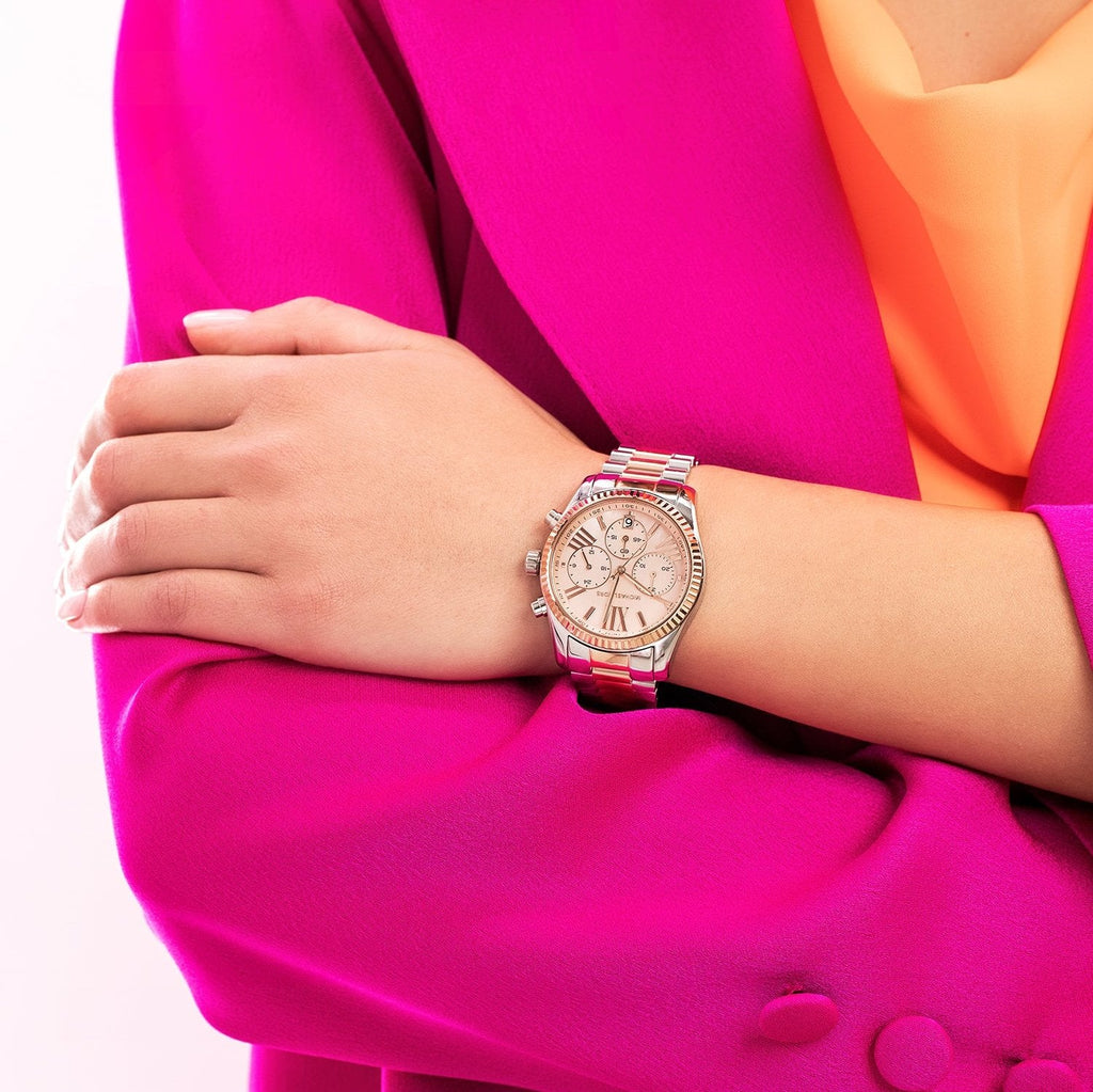 Michael Kors Lexington Chronograph Rose Gold Dial Two Tone Steel Strap Watch For Women - MK7219 Buy Now By Michael Kors