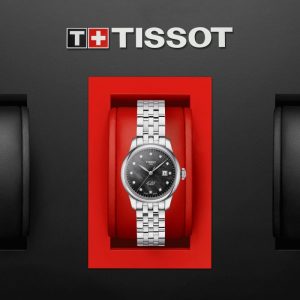 Tissot Le Locle Automatic Diamonds Mother of Pearl Black Dial Silver Steel Strap Watch For Women - T006.207.11.126.00 Buy Now By Tissot