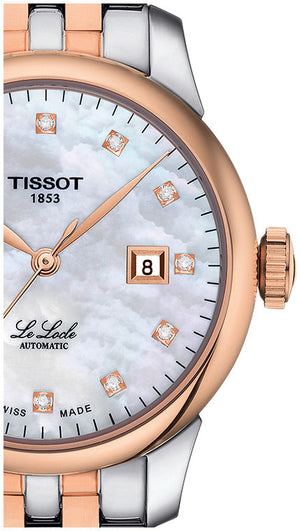 Tissot Le Locle Automatic Diamonds Mother of Pearl White Dial Two Tone Steel Strap Watch For Women - T006.207.22.116.00 Buy Now By Tissot