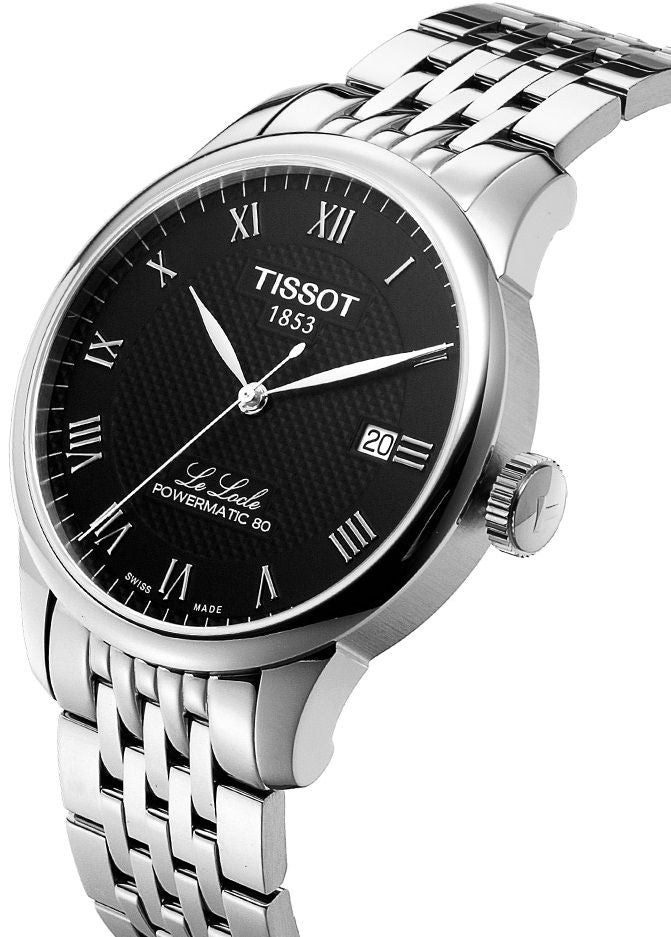 Tissot Le Locle Powermatic 80 Black Dial Silver Steel Strap Watch For Men - T006.407.11.053.00 Buy Now By Tissot