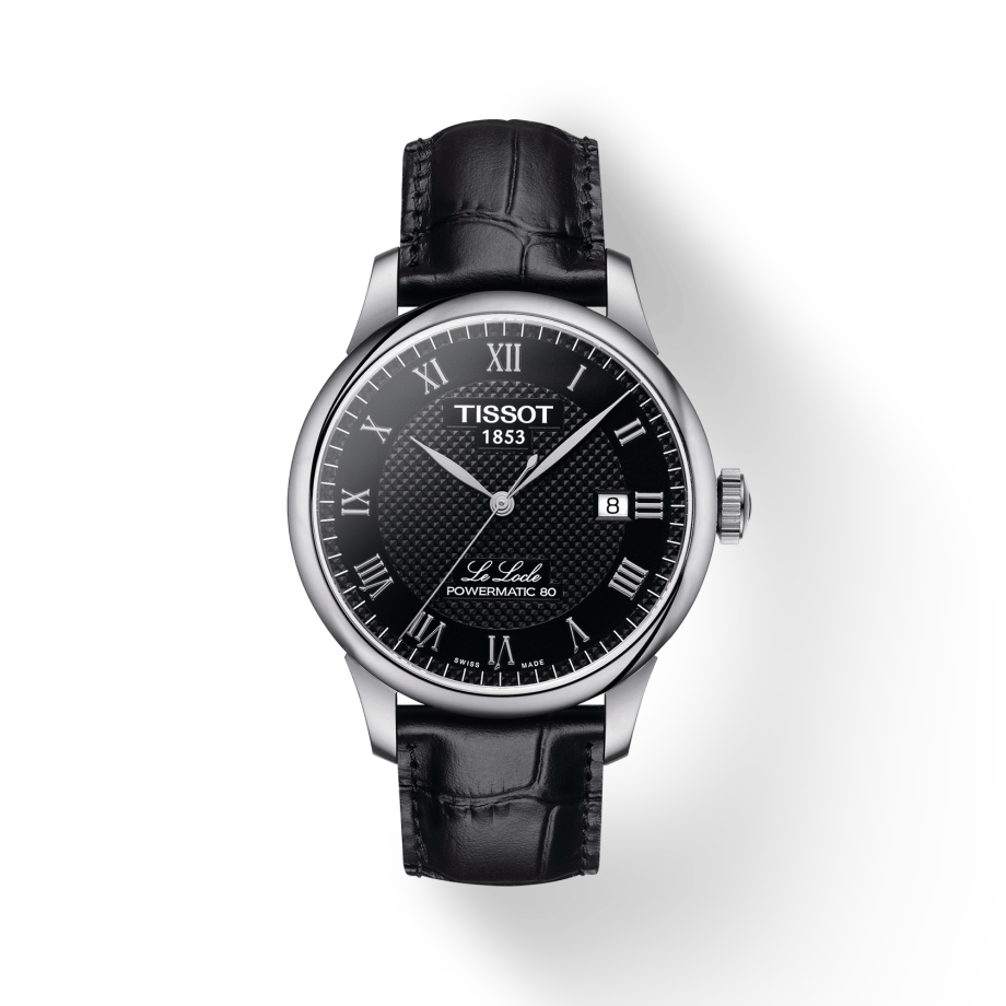 Tissot Le Locle Powermatic 80 Black Dial Black Leather Strap Watch For Men - T006.407.16.053.00 Buy Now By Tissot