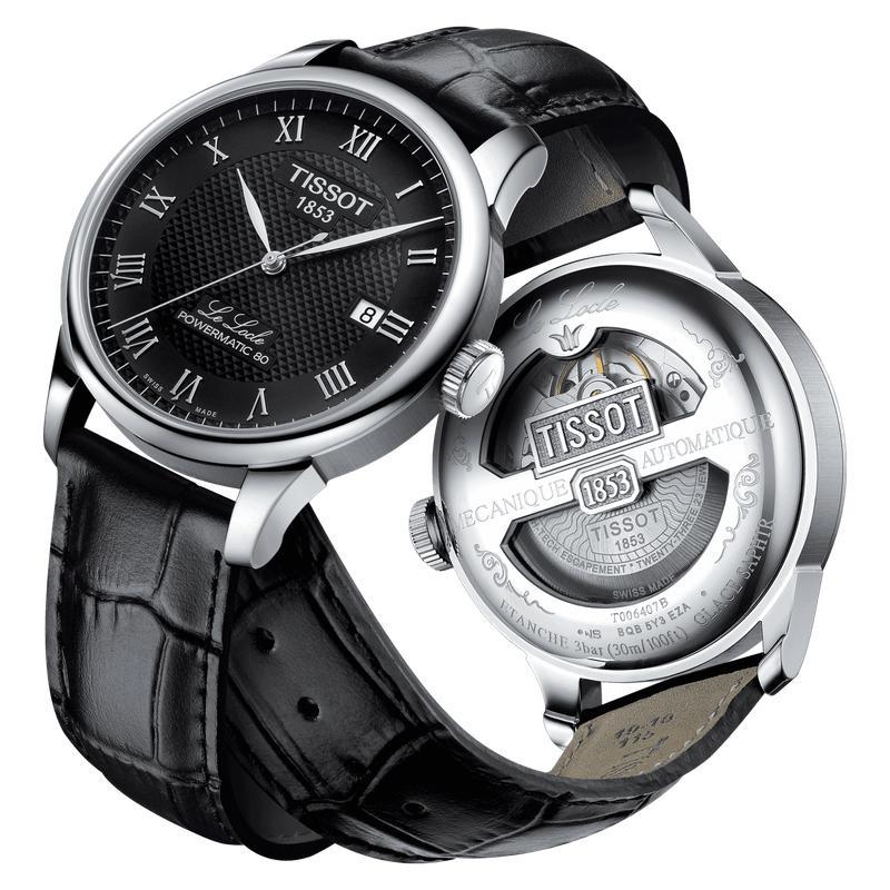 Tissot Le Locle Powermatic 80 Black Dial Black Leather Strap Watch For Men - T006.407.16.053.00 Buy Now By Tissot