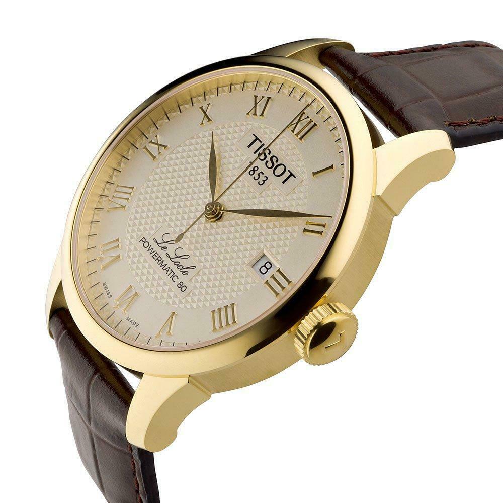 Tissot Le Locle Automatic Gold Dial Brown Leather Strap Watch For Men - T41.5.413.73 Buy Now By Tissot