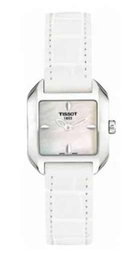Tissot T Lady Mother of Pearl Dial White Leather Strap Watch for Women - T02.1.225.71 Buy Now By Tissot