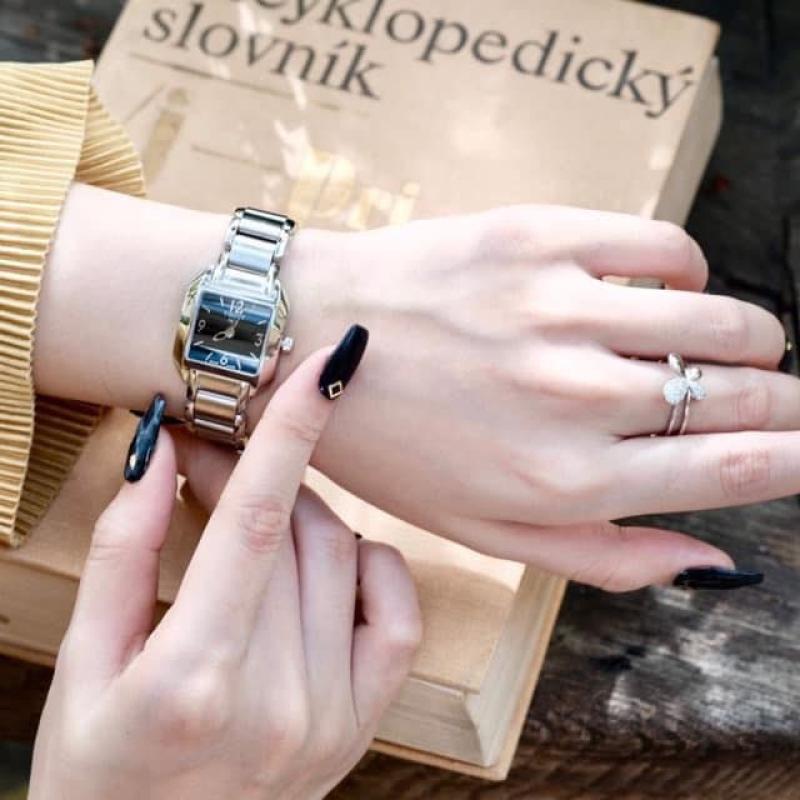 Tissot T Wave Black Dial Silver Steel Strap Watch for Women - T02.1.285.52 Buy Now By Tissot