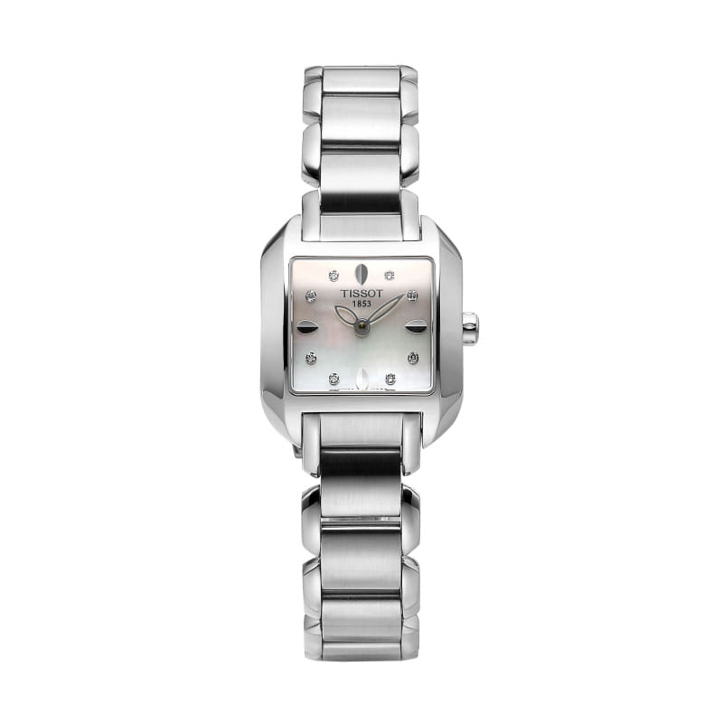 Tissot T Wave Diamonds Mother of Pearl Dial Silver Steel Strap Watch for Women - T02.1.285.74 Buy Now By Tissot