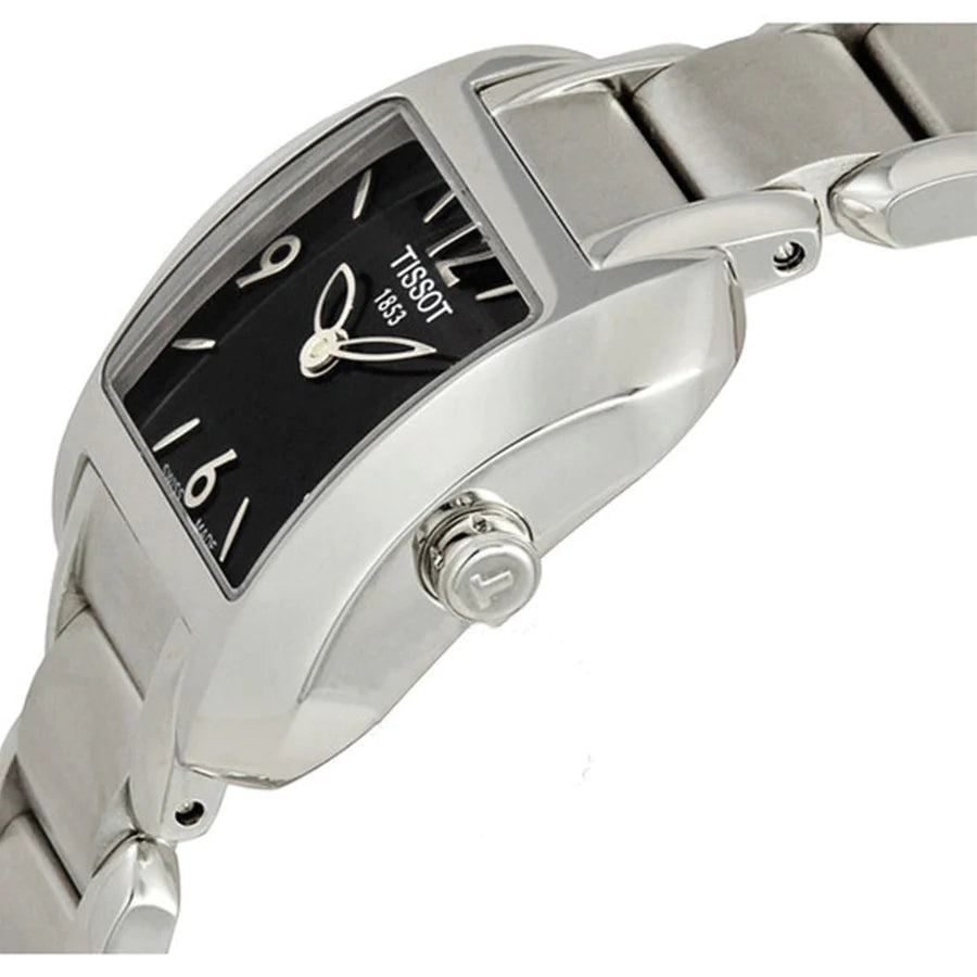 Tissot T Wave Black Dial Silver Steel Strap Watch for Women - T02.1.285.52 Buy Now By Tissot