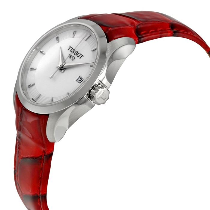 Tissot Couturier White Dial Red Leather Watch For Women - T035.210.16.011.01 Buy Now By Tissot