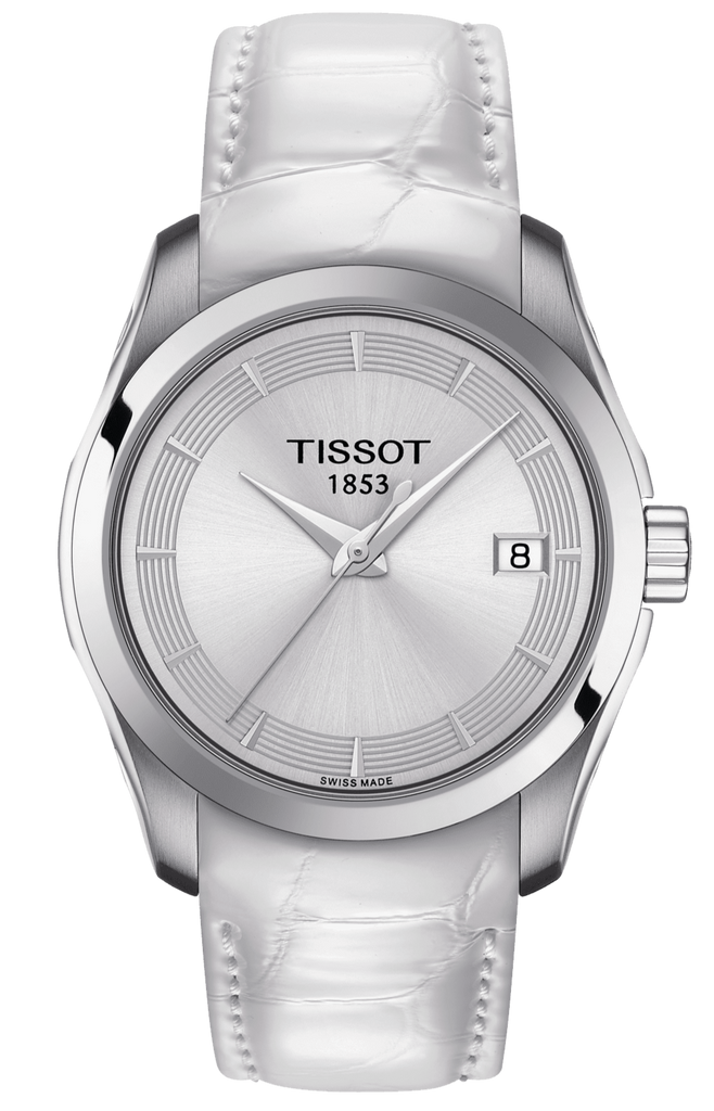 Tissot Couturier Lady Silver Dial White Leather Strap Watch For Women - T035.210.16.011.00 Buy Now By Tissot