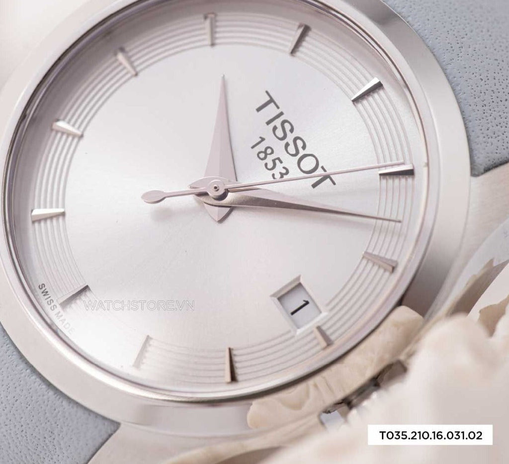 Tissot T Classic Couturier Silver Dial Light Blue Leather Strap Watch For Women - T035.210.16.031.02 Buy Now By Tissot