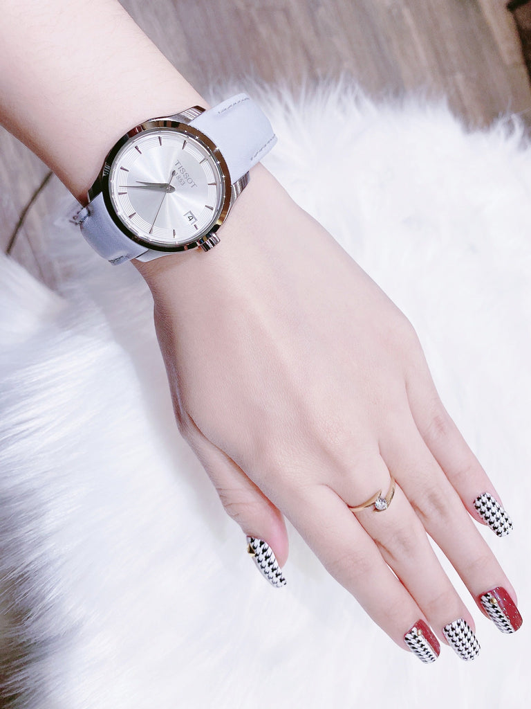 Tissot T Classic Couturier Silver Dial Light Blue Leather Strap Watch For Women - T035.210.16.031.02 Buy Now By Tissot