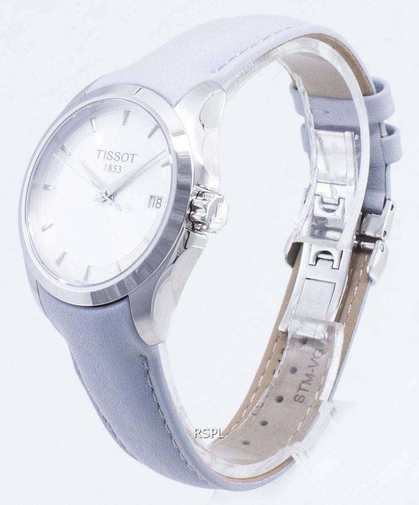 Tissot T Classic Couturier Silver Dial Light Blue Leather Strap Watch For Women - T035.210.16.031.02 Buy Now By Tissot