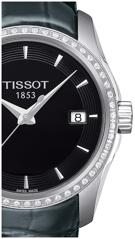 Tissot T Trend Couturier Diamonds Black Dial Black Leather Strap Watch for Women - T035.210.66.051.00 Buy Now By Tissot